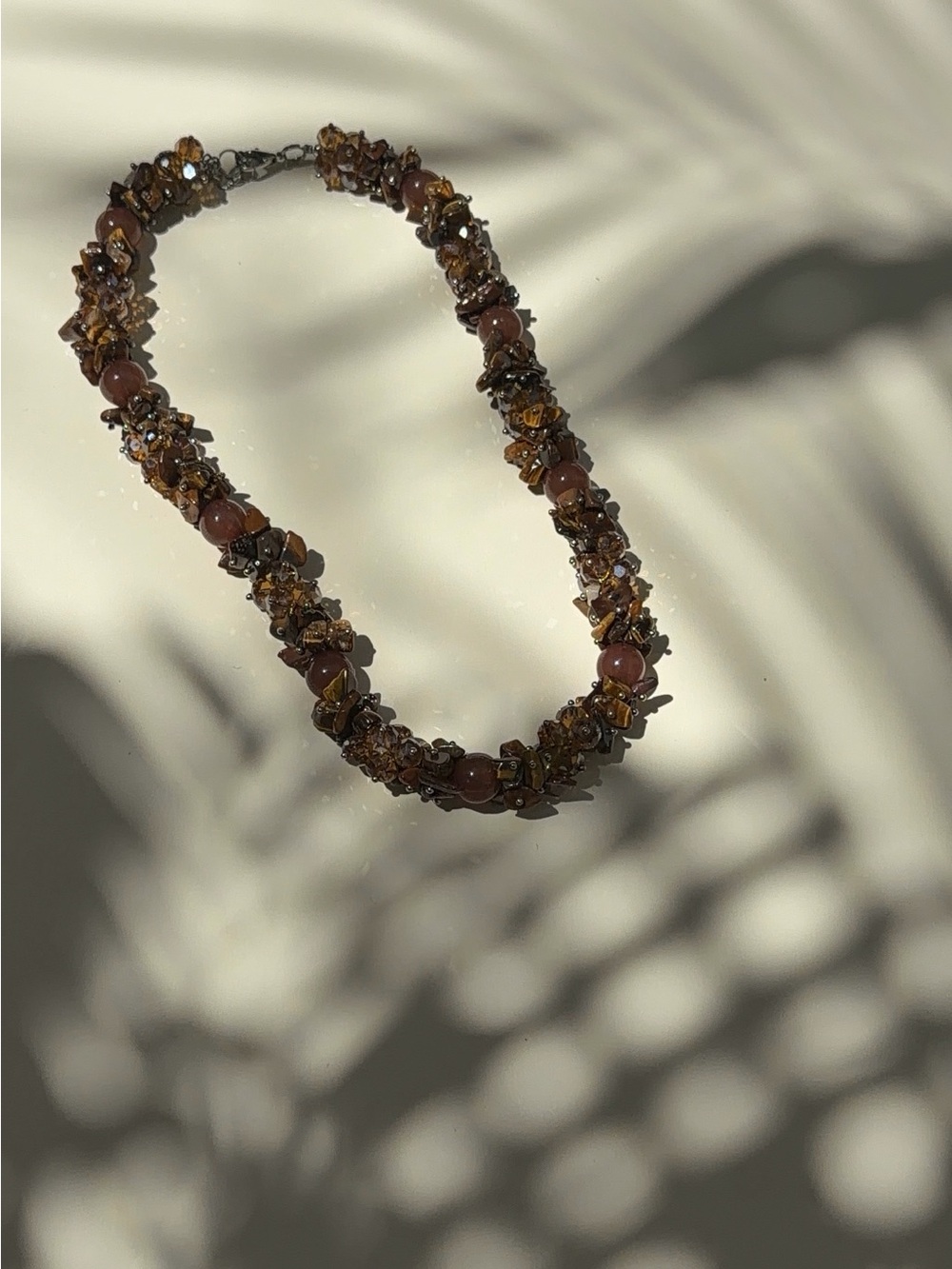 Brown Beaded Cluster Necklace - Women Jewelry